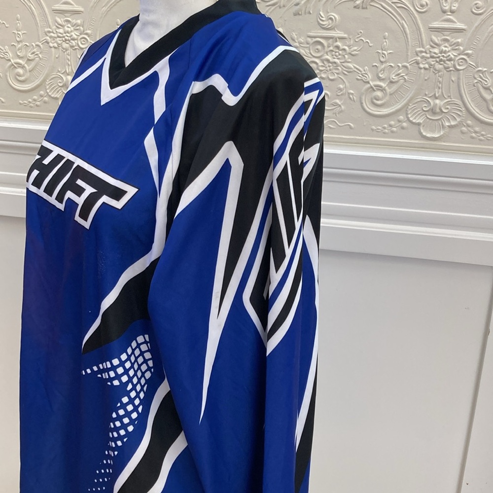 Shift Men’s Motorcycle Racing Jersey Blue & Black Long Sleeve Motocross – Size M - Picture 4 of 8